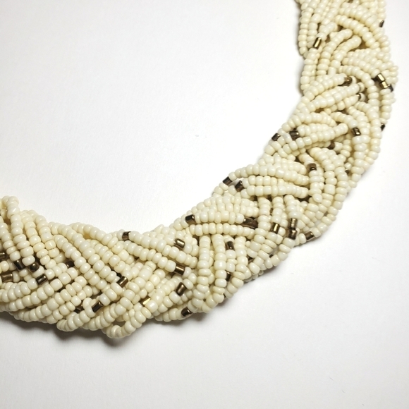 Vintage Glass Seed Bead Braided Necklace - Picture 3 of 10